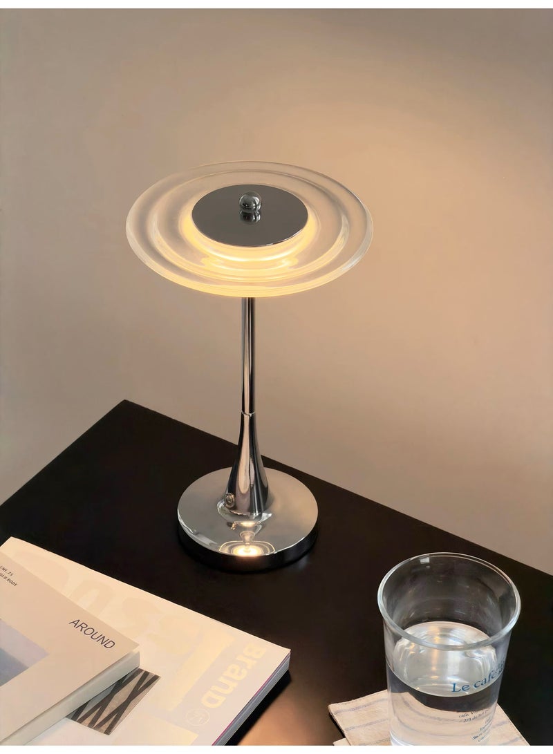Bedroom Table Lamp, LED Ambient Creative UFO-Shaped Acrylic Lamp with Touch Control, 3-Color Dimming & USB Charging, Bedside Lamp - Image 3